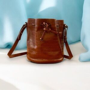 Sezane Camel croco Farrow bag